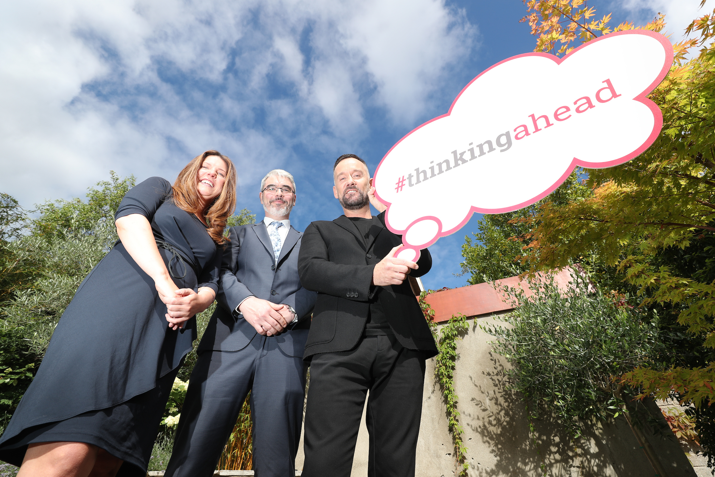 Christine King of Castle Homecare, Justin Moran of Age Action and Brendan Courtney launching 'Thinking Ahead'